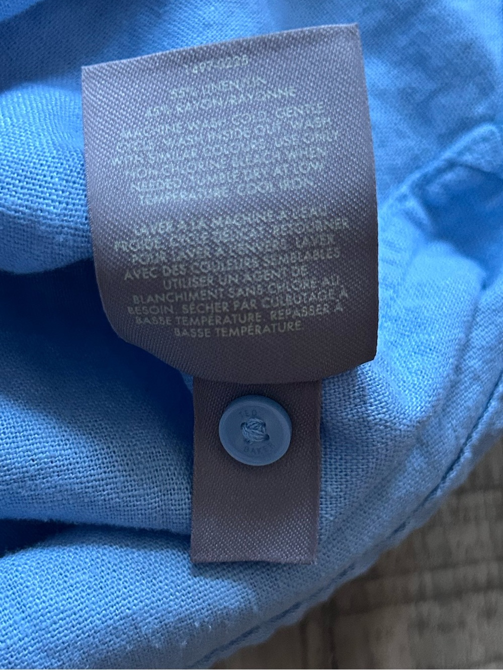 Linen blend Light Blue Button-down long sleeve Shirt minimalist neutral summer - Picture 10 of 10